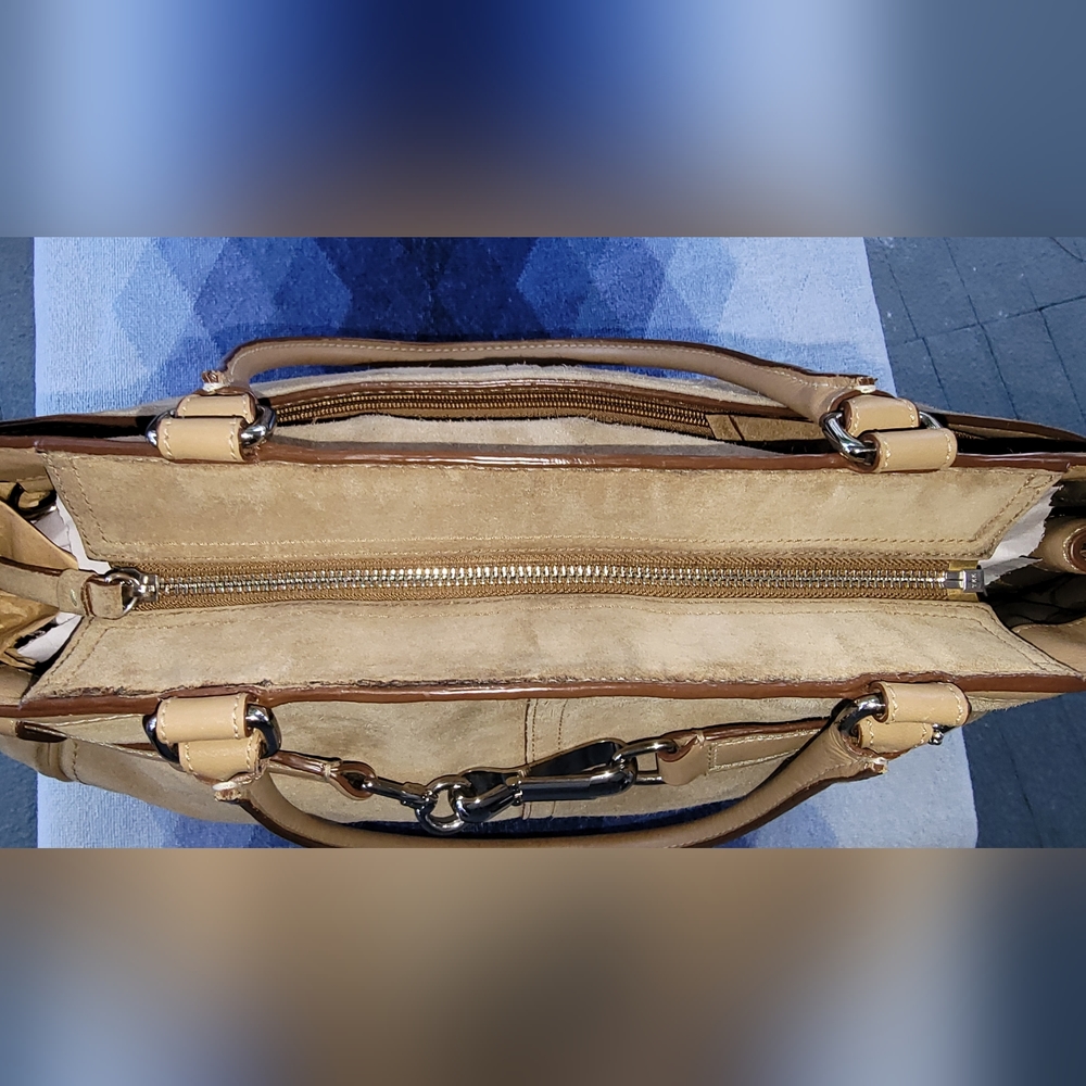 Coach Tan Suede Tote with Leather Trim - Picture 7 of 16